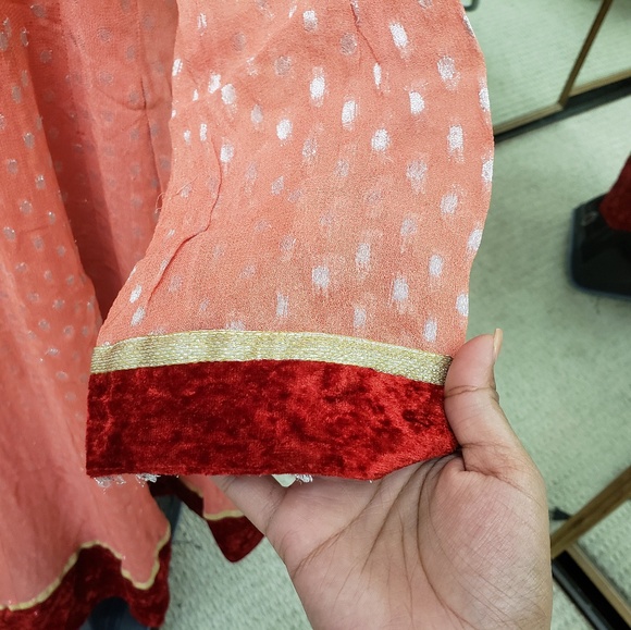 Rust w/ maroon velvet churidaar - Picture 7 of 7